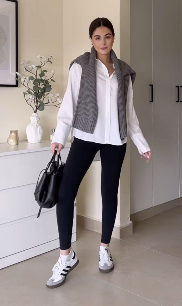 looks com legging e camisa branca oversized