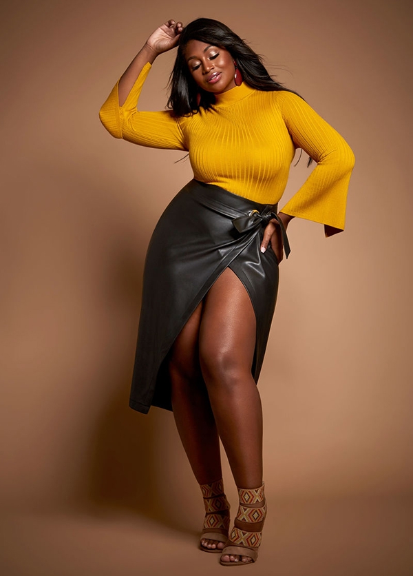 looks com saia de couro longa