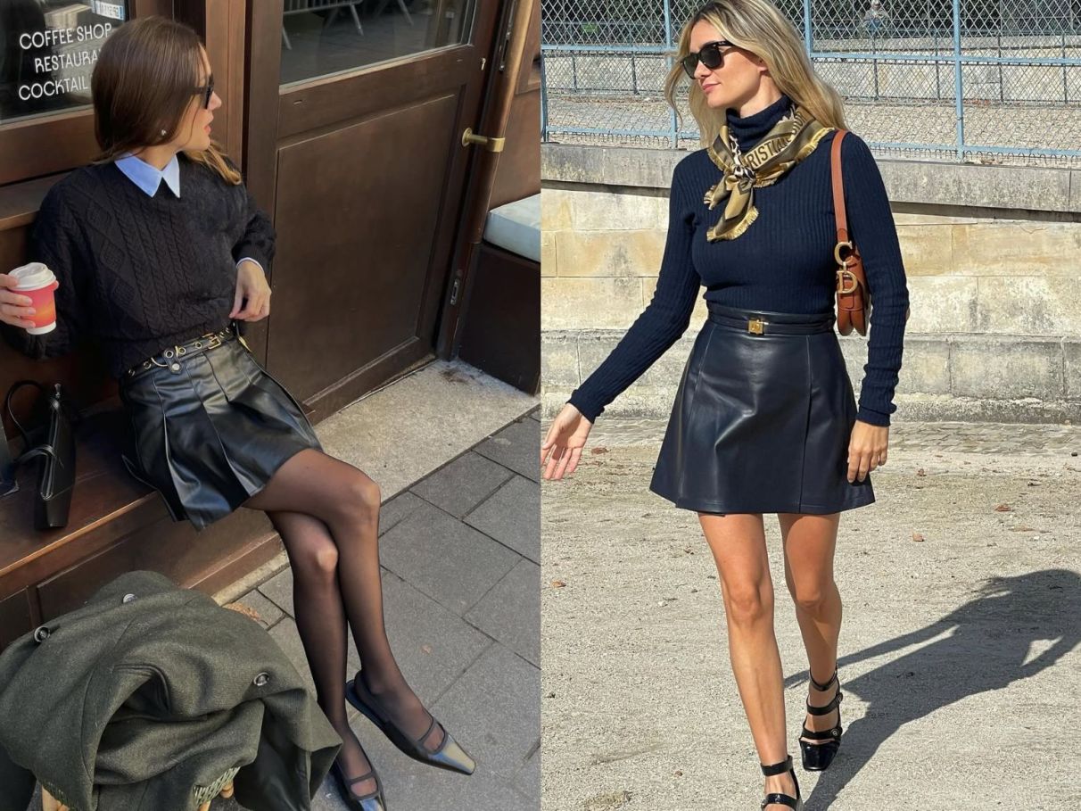 erros ao usar saia de couro longa