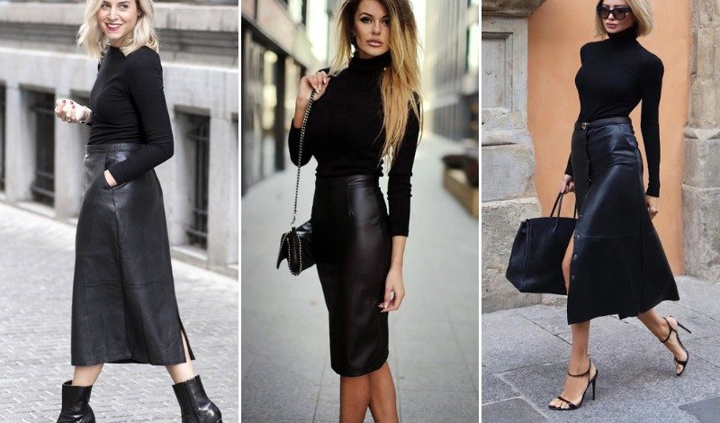 saia de couro longa vs saia midi couro