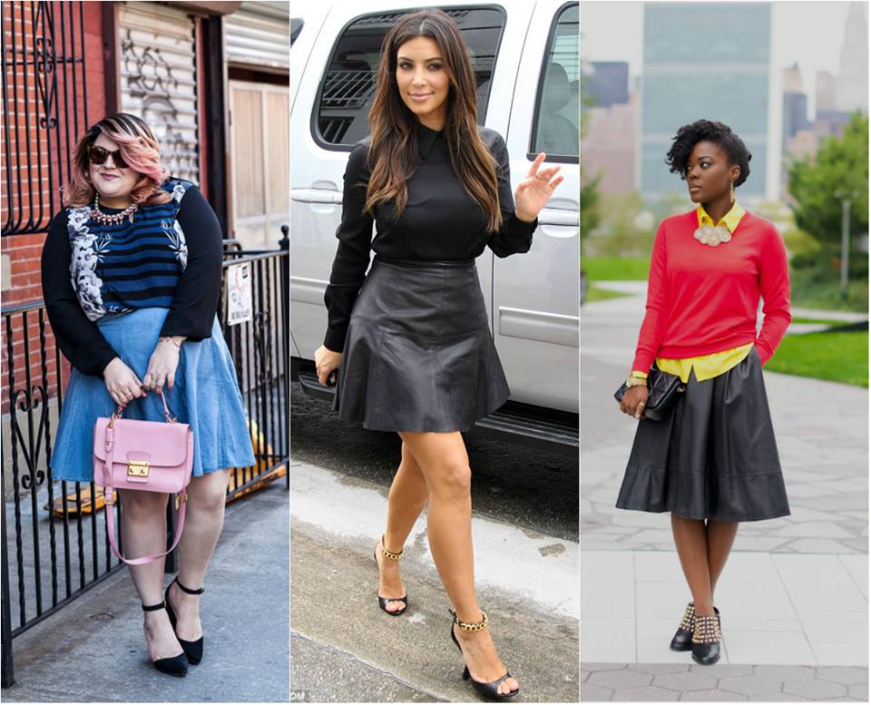 Looks com saia evasê para disfarçar o quadril