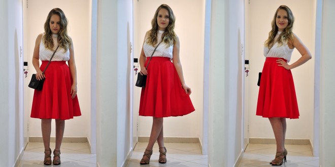 inspiração looks saia vermelha midi