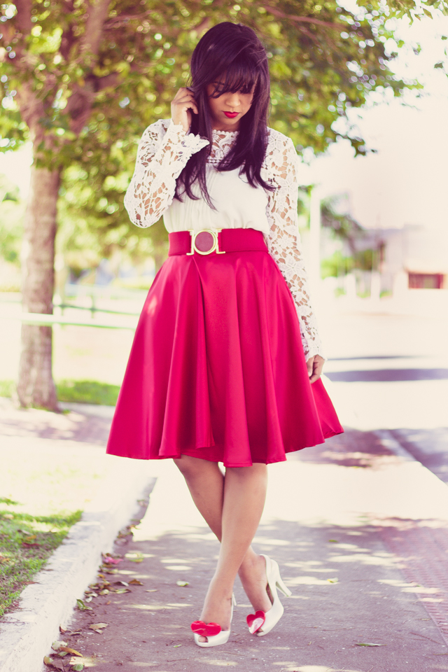 inspiração looks saia vermelha midi