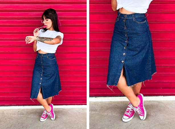 inspiração looks saia vermelha midi