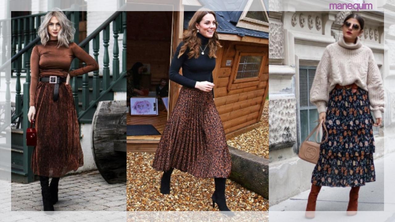 looks inverno saia longa bota cano curto
