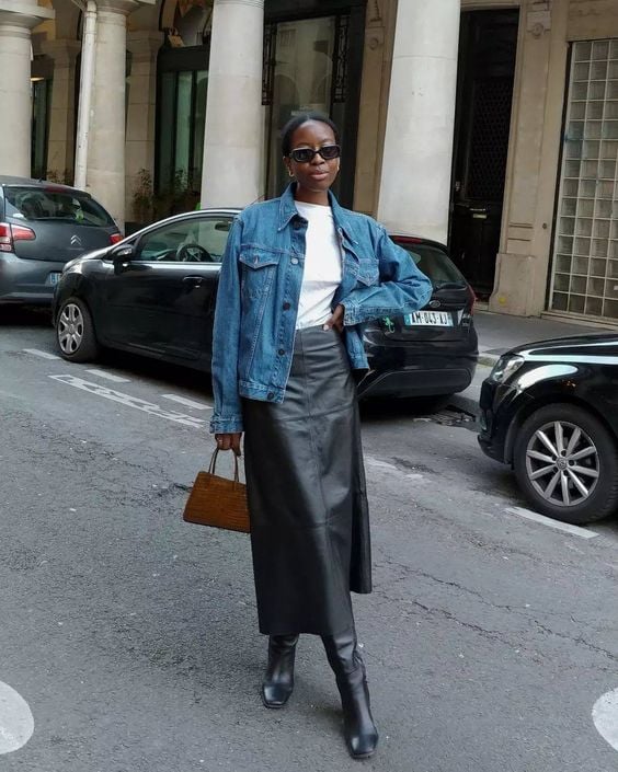 looks elegantes saia longa bota