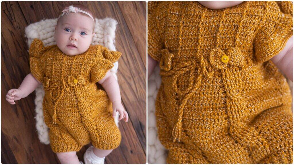 macacão croche bebe algodão ou acrílico