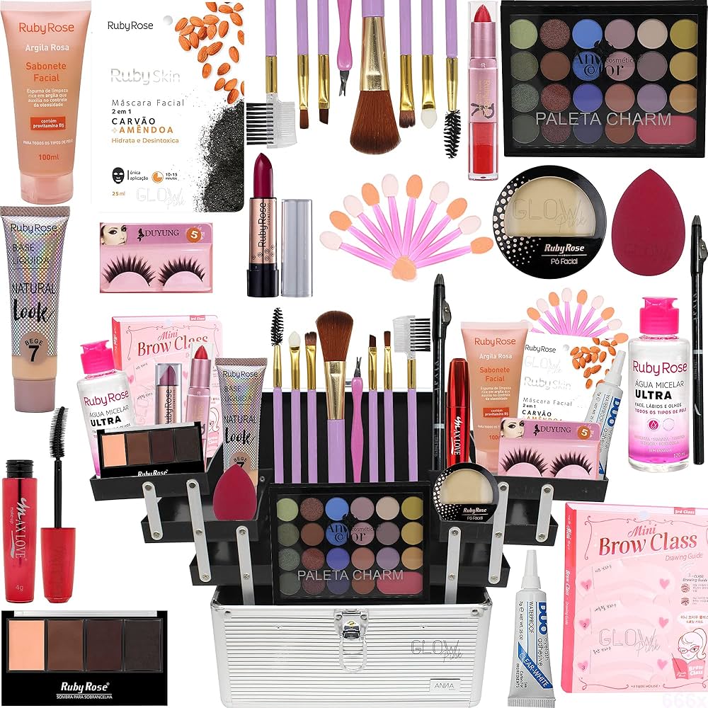 Kit de maquiagem infantil com maleta