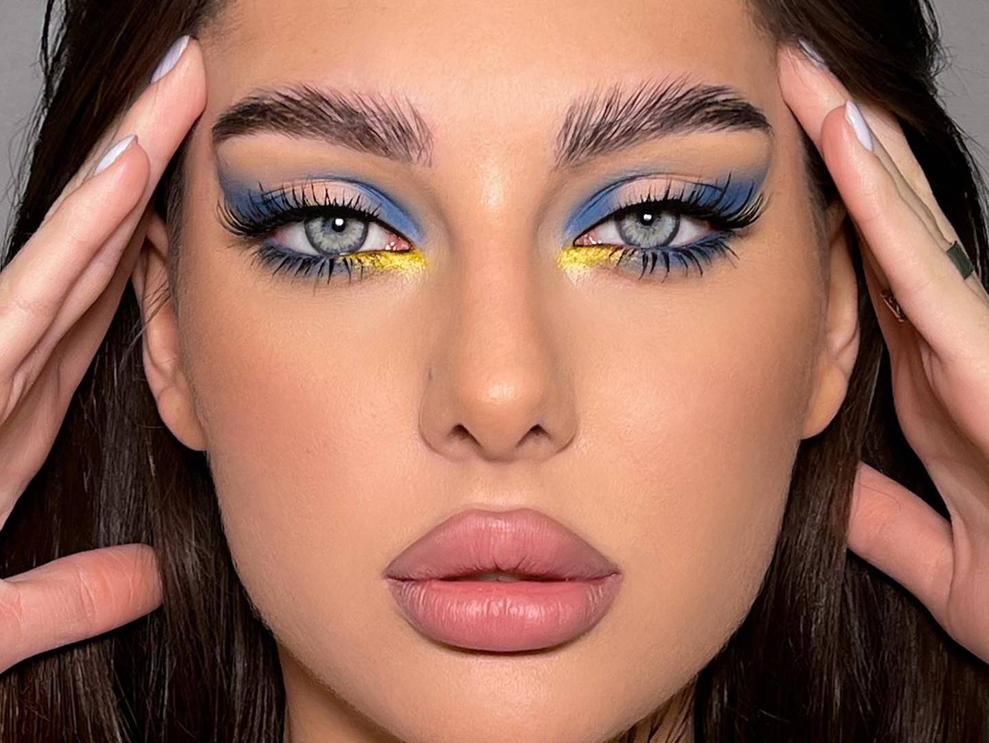 maquiagem azul com dourado