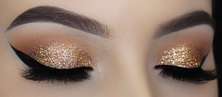 ideias maquiagem azul dourado festa