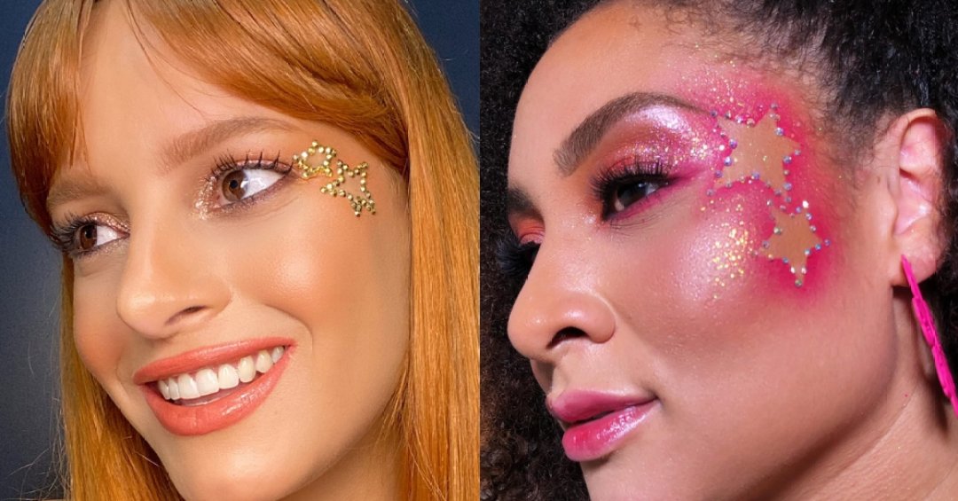 maquiagem com strass vs maquiagem com glitter para carnaval