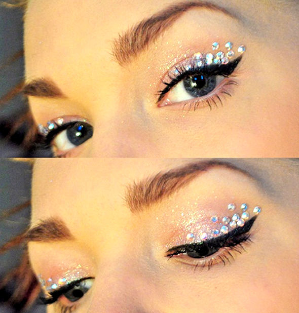 ideias de maquiagem com strass para festas