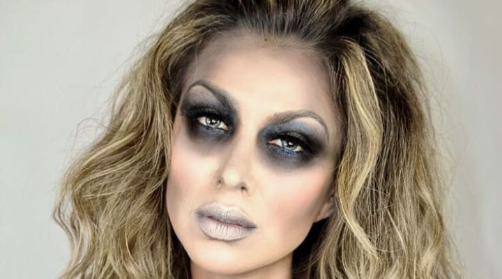maquiagem de halloween bonita com pedrarias