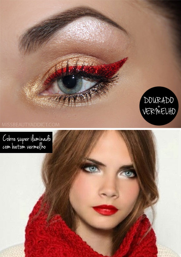 ideias de maquiagem natalina com glitter