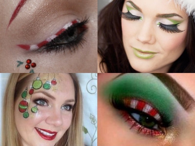 ideias de maquiagem natalina com glitter