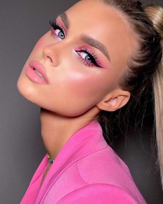 maquiagem rosa com glitter