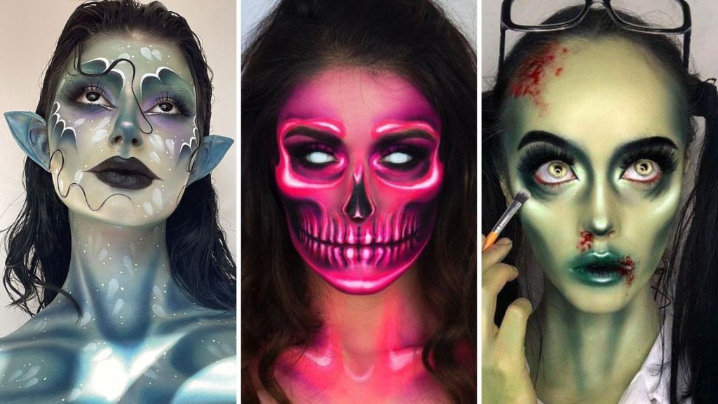 maquiagem rosto halloween feminina