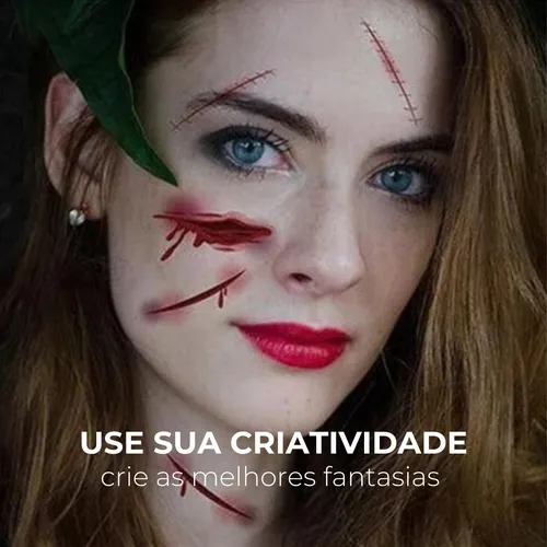 maquiagem rosto halloween com zíper