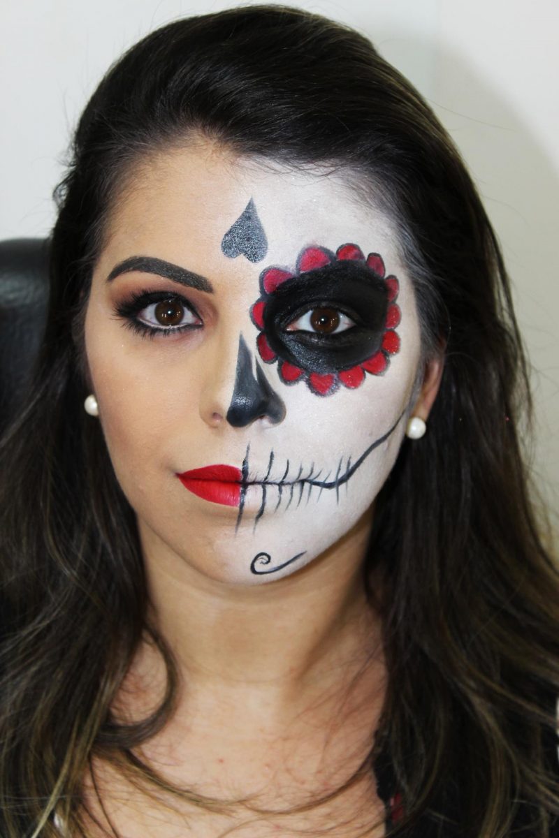 maquiagem rosto halloween assustadora