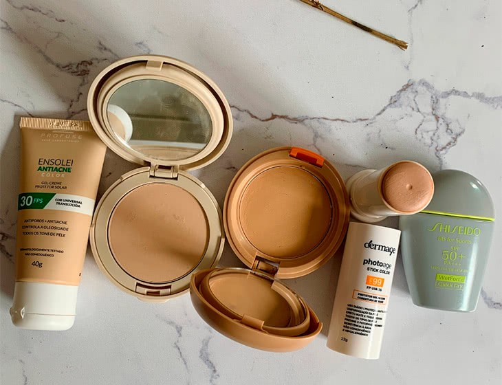 protetor solar facial com cor efeito matte