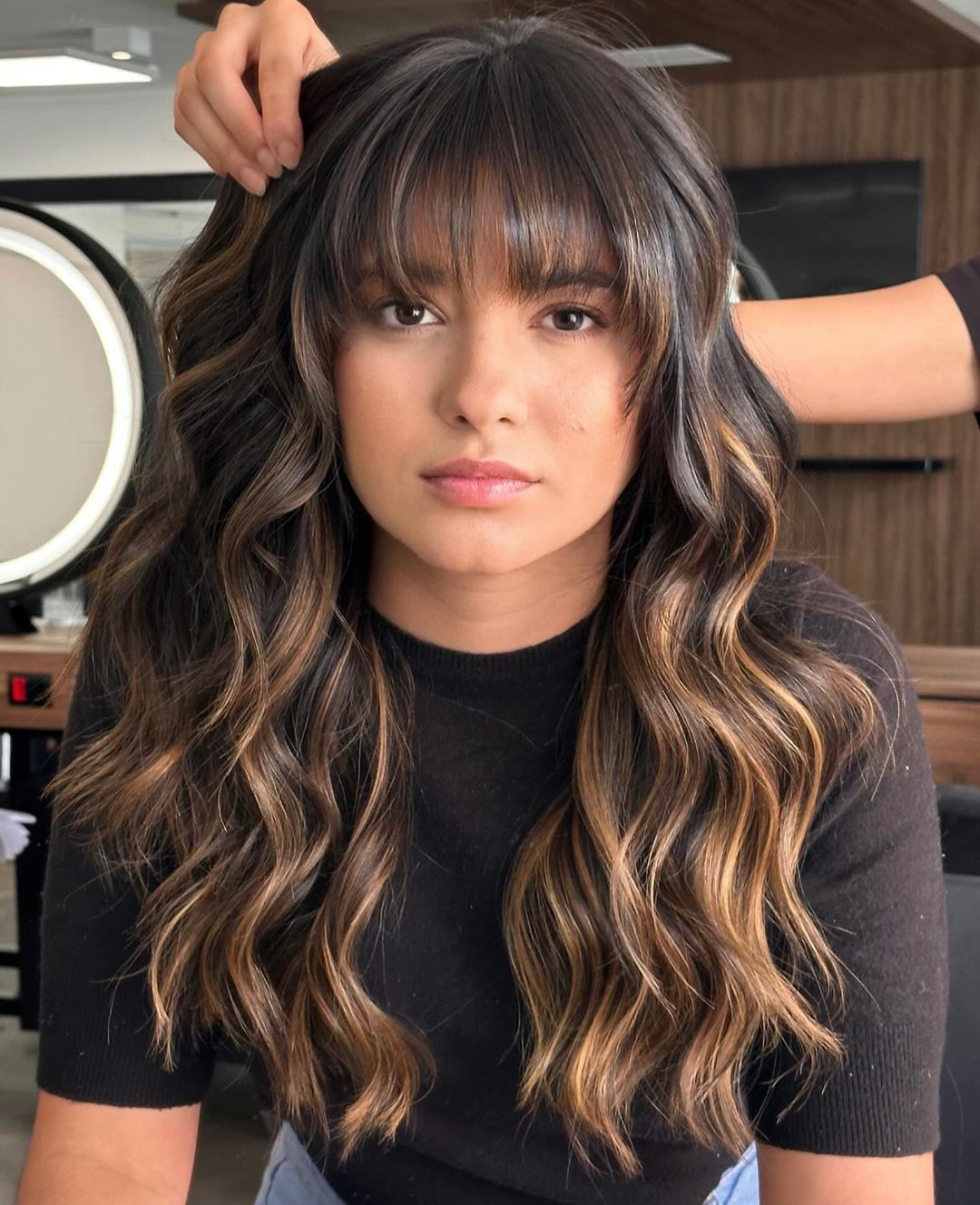 melhores cortes de cabelo longo com franja inspiração