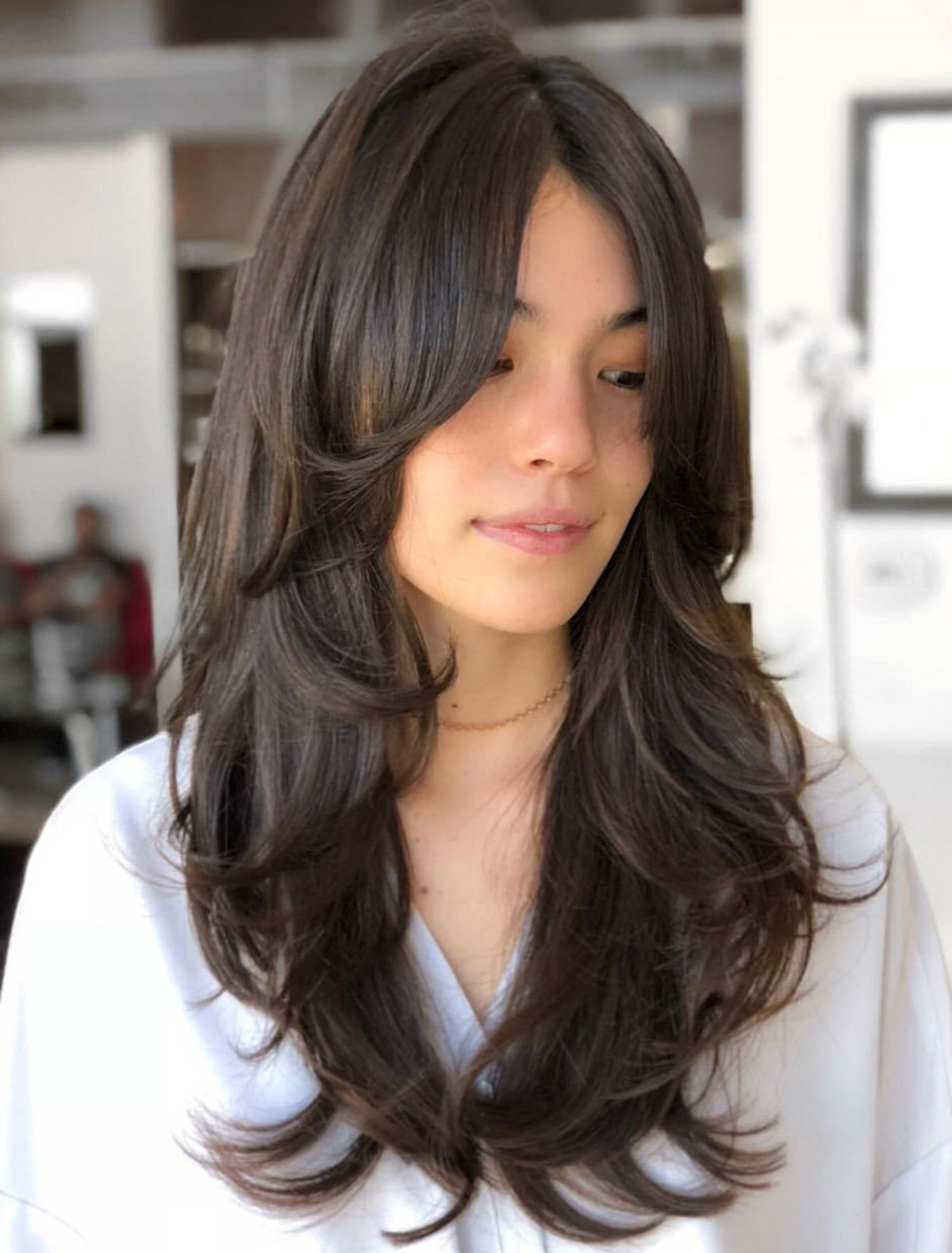 curtain bangs vs franja desfiada em cabelo longo