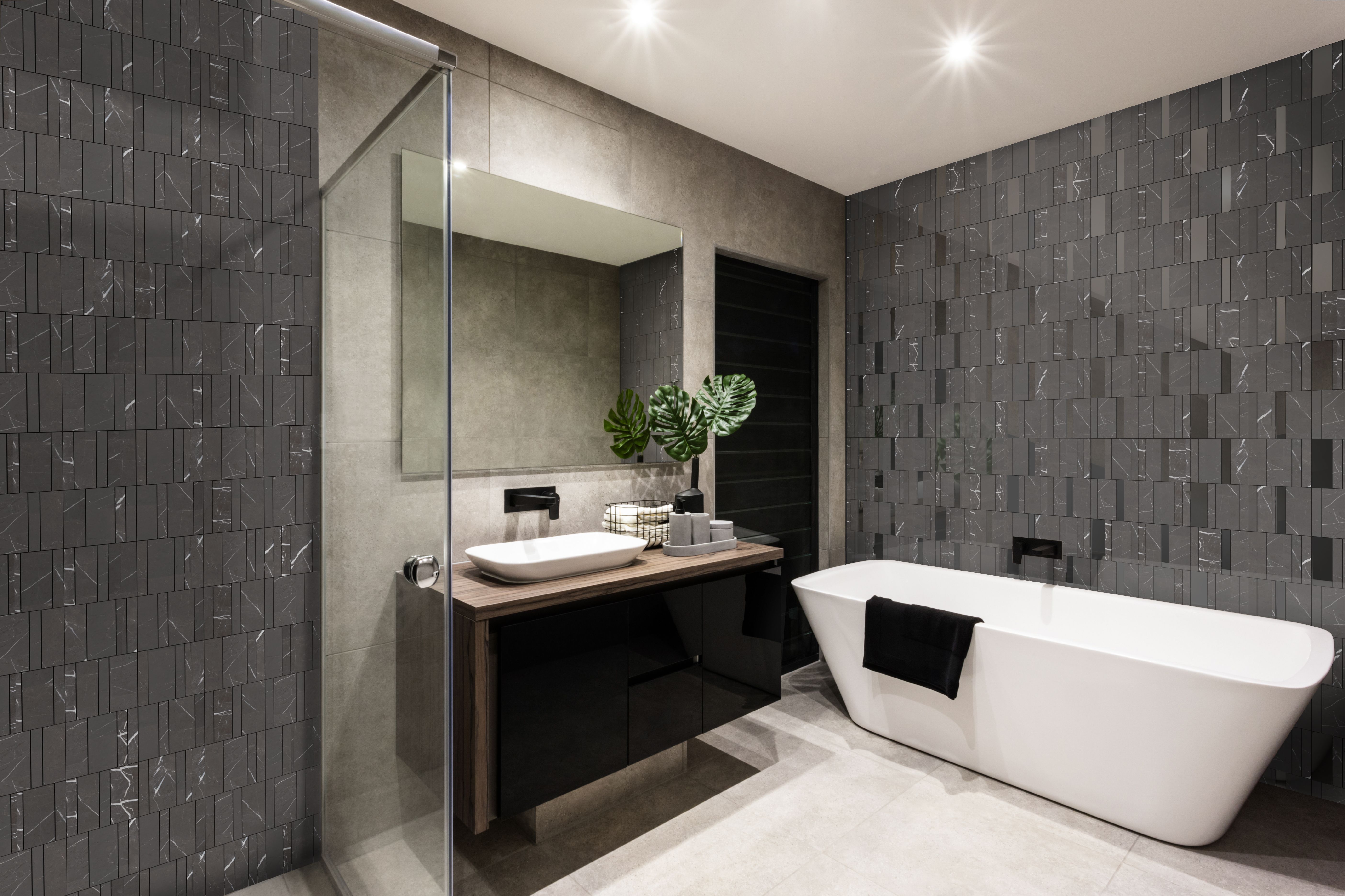 cores escuras banheiro elegante