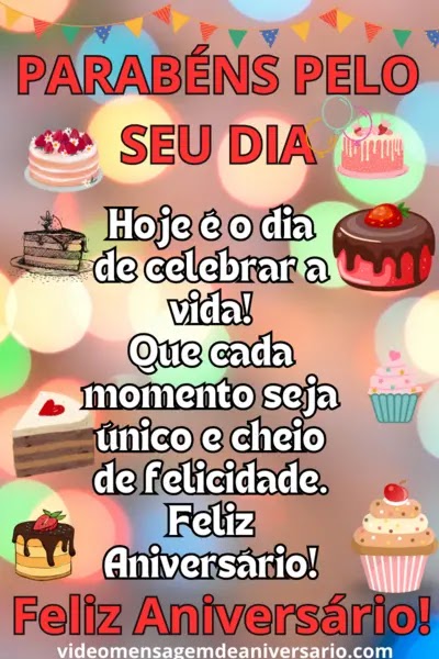 desejo de aniversário com bolo para zap