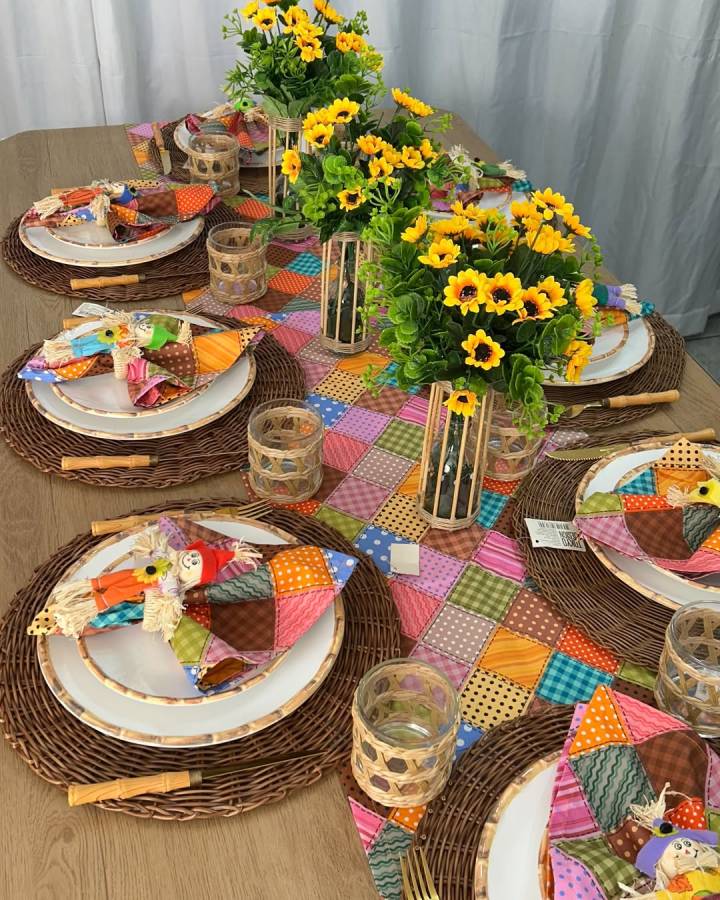 decoração de mesa junina sustentável