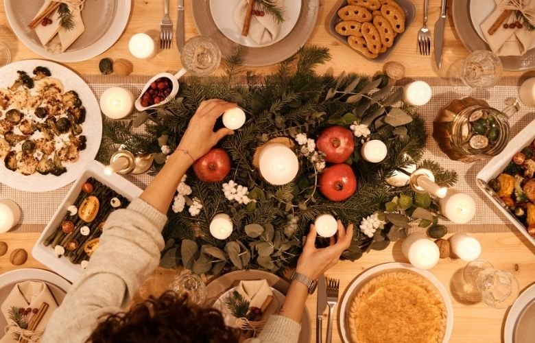 mesa de natal decoração simples
