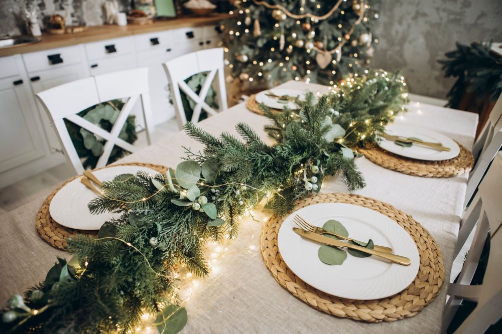 mesa de natal decoração com flores