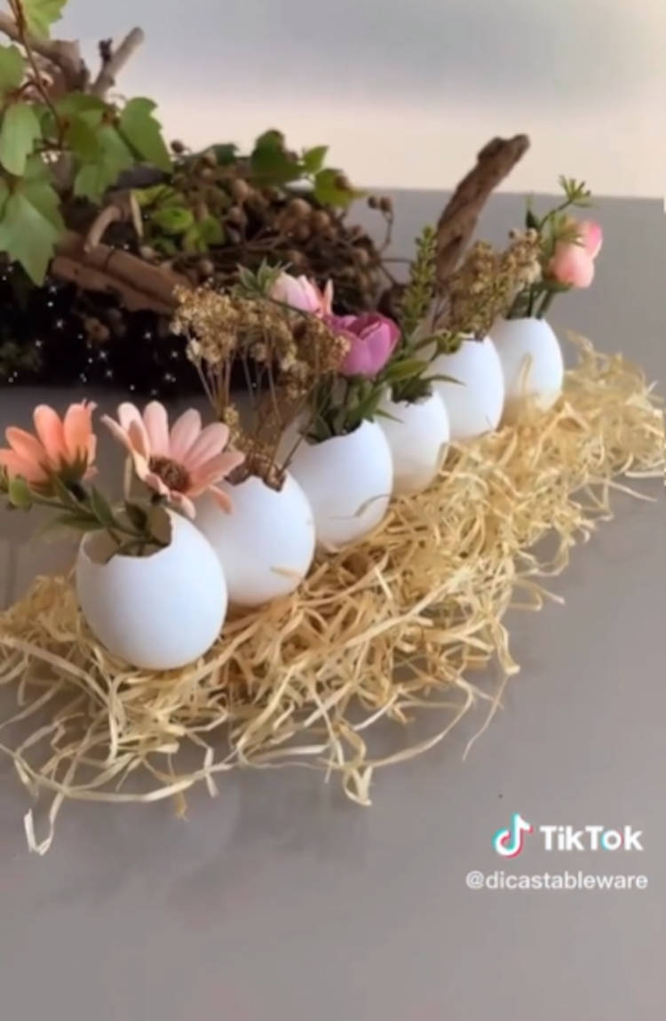 como fazer centro de mesa de páscoa com casca de ovo
