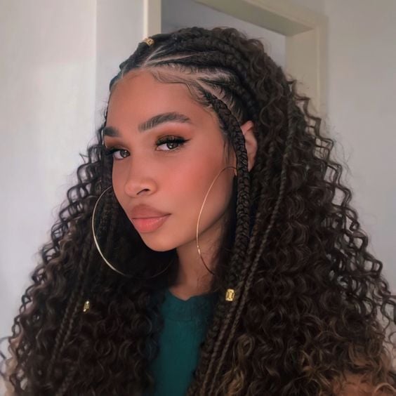 Trança Nagô com Cabelo Solto