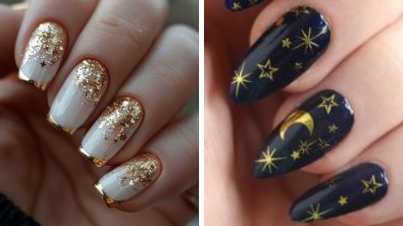 unhas em gel curtas ano novo