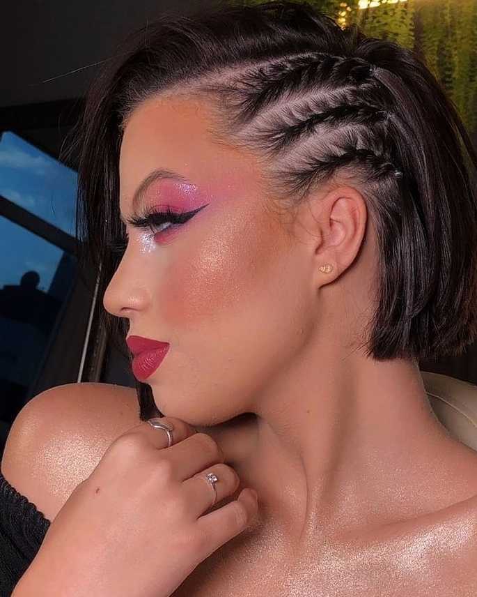 trança na franja cabelo curto