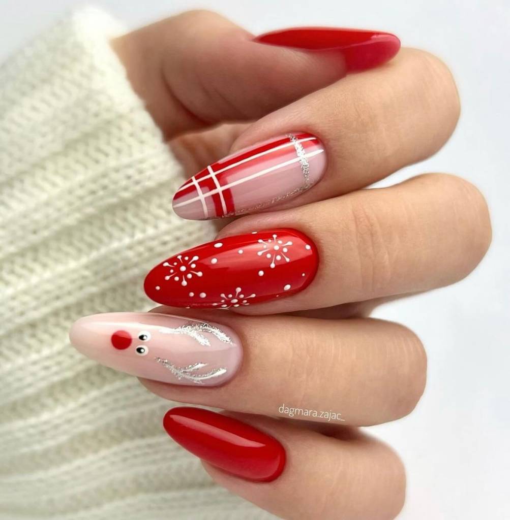 unhas de Natal minimalistas