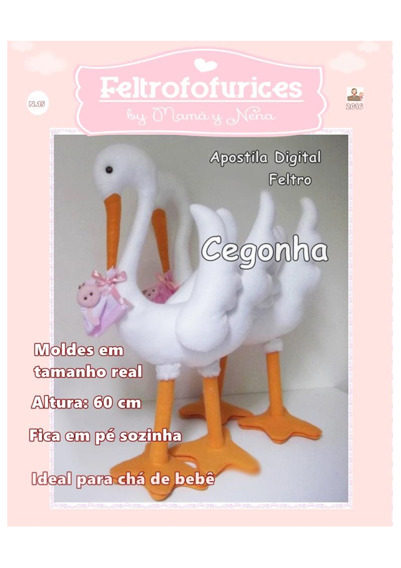 molde de cegonha com bebe em eva