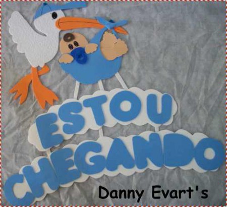 molde de cegonha com bebe em eva