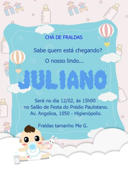 moldura chá de bebe azul