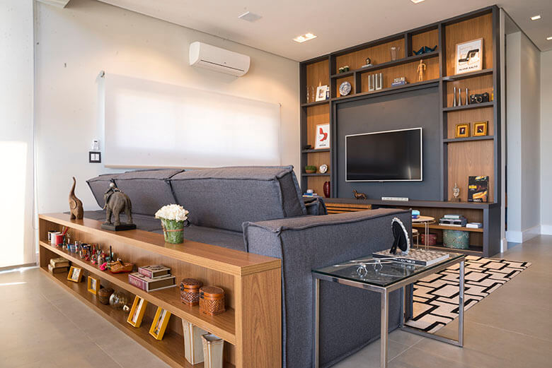 decoração sala estar estilo industrial moderno