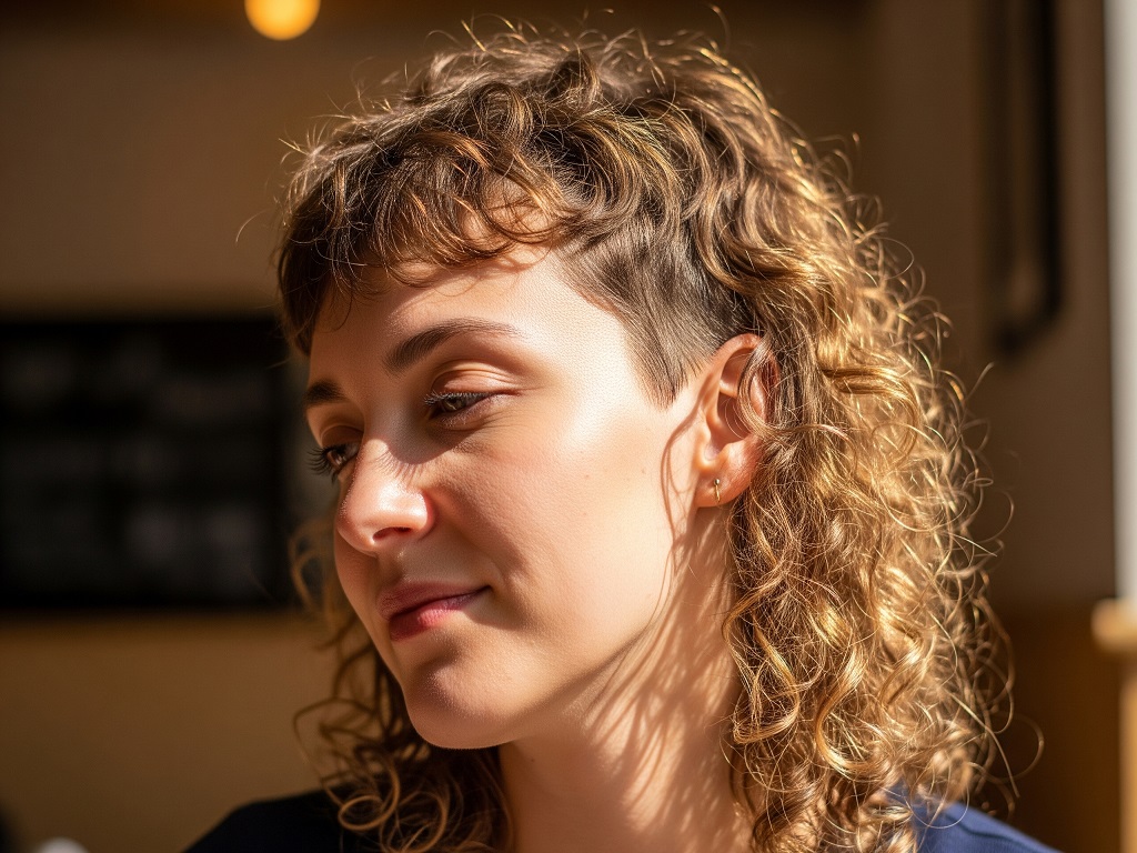 mullet curto cabelo cacheado feminino