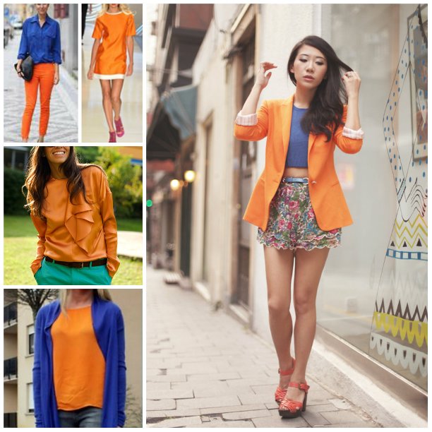 combinações de cores para roupa laranja