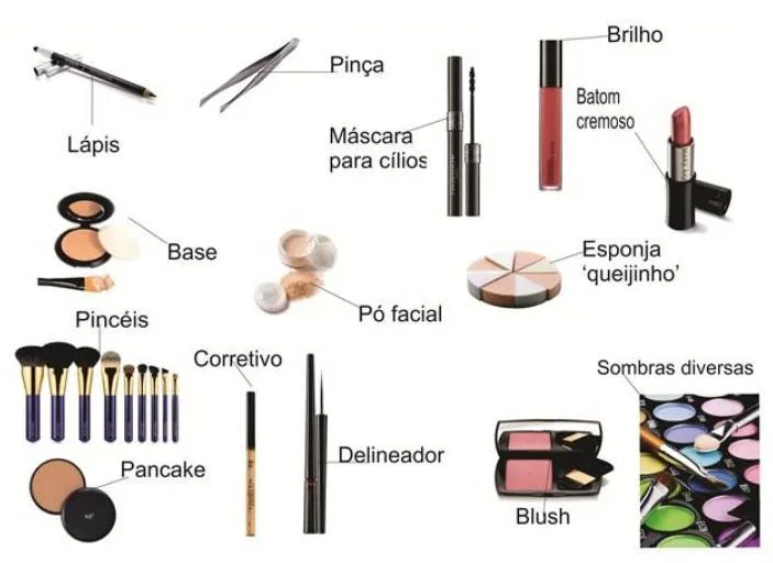 objetos de maquiagem