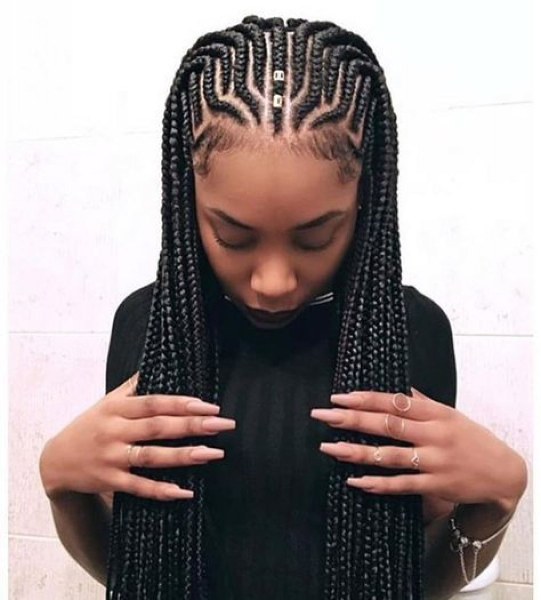 penteado de trança jumbo com miçangas