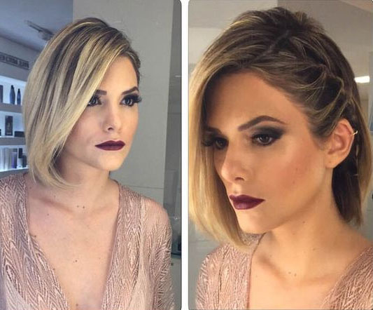 penteado madrinha cabelo curto liso simples