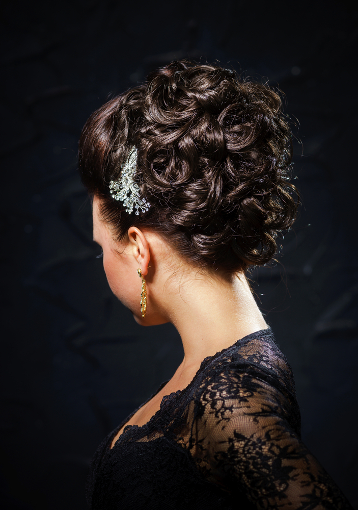 penteado preso cabelo cacheado longo madrinha