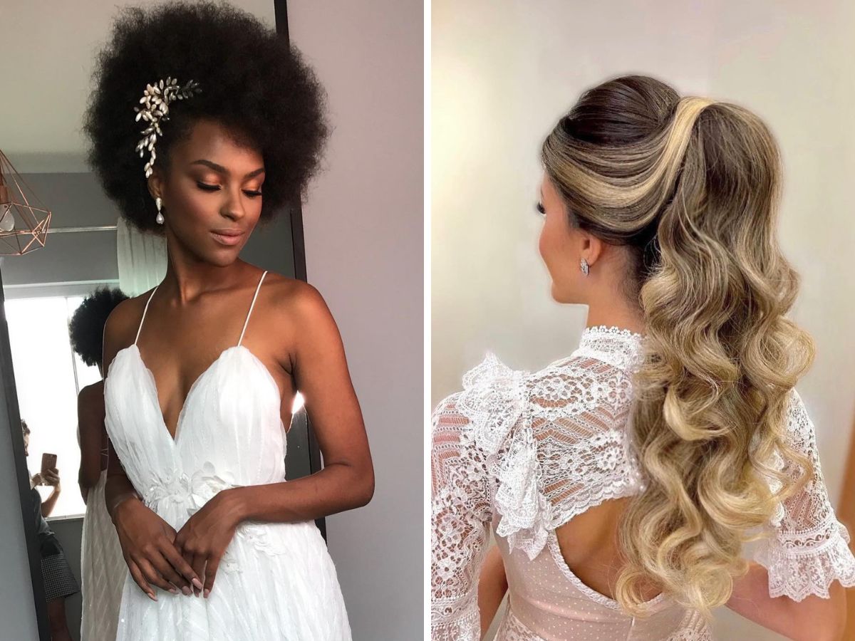 penteado com trança lateral para madrinha de casamento cabelo longo