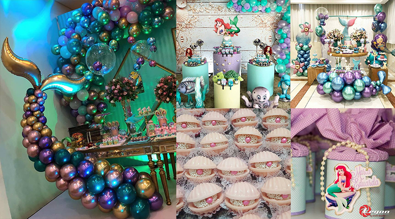 decoração mesa pequena sereia