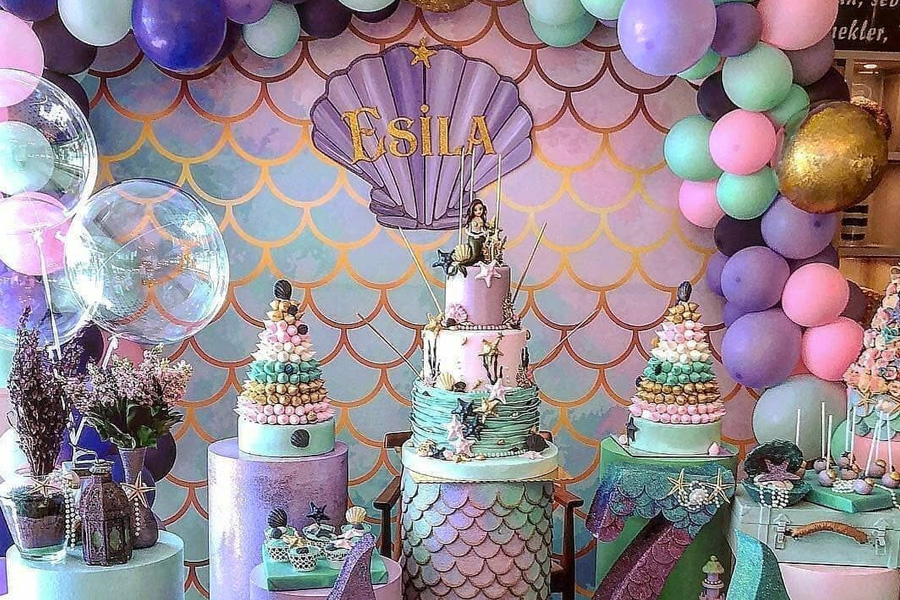 painel festa pequena sereia