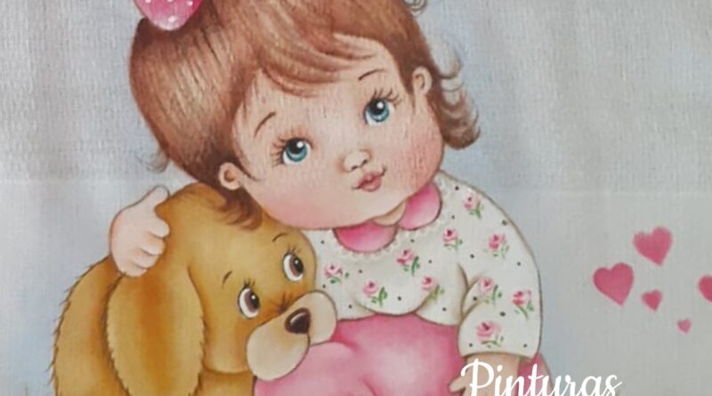 pintura em fraldas de bebe com cachorrinho